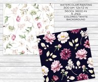Seamless patterns with watercolor flowers, floral background Product Image 3
