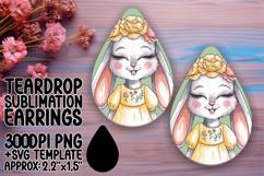 Vibrant Teardrop Earrings Template for DIY , Cute Bunny Product Image 1