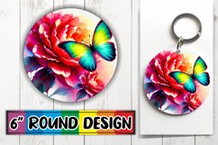 Sweet Circle Keychain Design PNG, Butterfly Product Image 1