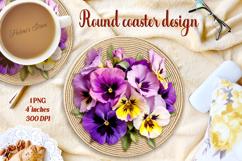 Delicate floral round coaster sublimation designs BUNDLE Product Image 5