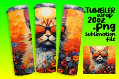 Adorable Kitty in Flowers Tumbler Wrap Design Product Image 1