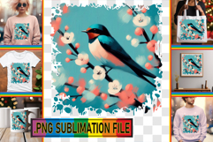Charming TOTE BAG Art PNG, Birds Product Image 1