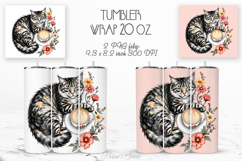 Cute cat and coffee cup straight tumbler 20oz wrap designs Product Image 1