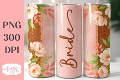 Bride Tumbler Wrap sublimation PNG, Wedding floral tumbler Product Image 2