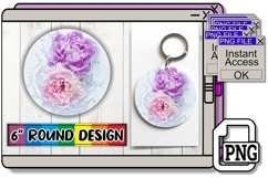Lily Harmony: Round Sublimation Art Keychain PNG Product Image 1