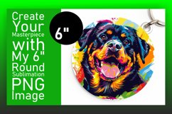 Bright Abstract Dog Round Design Keychain Sublimation Art Product Image 1