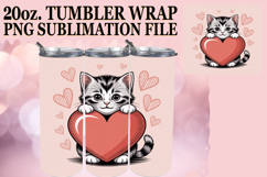 Cheerful escapes 20oz tumbler wrap, Valentines Cat Product Image 1