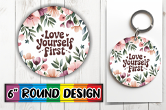 Blissful Keychain Circle Style, Flower Quote Product Image 1