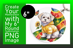 Artistic Round Design Keychain Template , Cute Dog Product Image 1