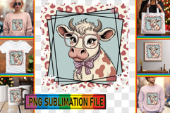 Dazzling TSHIRT Designs PNG, Cute Cow Product Image 1