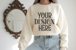 Sand Gildan 18000 Mockup, Sweatshirt Crewneck Mockups Product Image 1