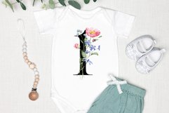 Alphabet, letters and numbers with flowers, PNG file. Product Image 3