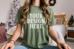 Bella Canvas 3001 Kelly Green Christmas Shirt Mockup, Trandy Product Image 1