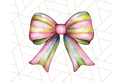 Watercolor Summer Bow Clipart PNG, Coquette Bright Bow Png Product Image 2