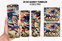 Horse Skinny Tumbler 20oz Wrap Design,4th of july Tumble PNG Product Image 1