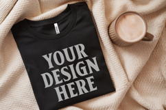 Christmas Bella Canvas 3001 Black Folded Tshirt Mockup Product Image 1