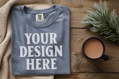 Blue Jean Comfort Colors 1717 Christmas Folded T-Shirt Mock Product Image 1