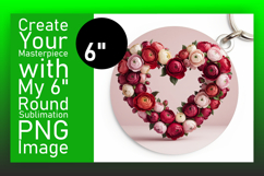 Charming Circle PNG Keychain Artwork , Flowers Heart Product Image 1
