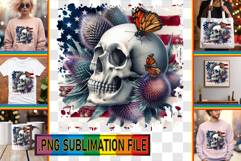 Dazzling TOTE BAG Gift Magic PNG, Skull USA Product Image 1