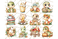 Fall Dinosaur PNG Clipart with Autumn Elements, Cute Dino Product Image 6