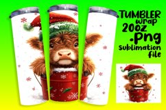 Watercolor Christmas Cow Wrap - Winter Holiday 20oz Sublimat Product Image 1