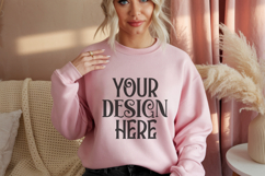 Safety Pink Gildan 18000 Crewneck Sweatshirt Mockups,G18000 Product Image 1