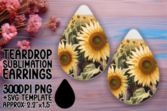 Sophisticated Teardrop Earrings Sublimation Template , Flowe Product Image 1