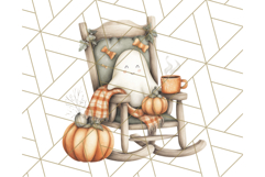 Watercolor Halloween Cottage Clipart, Ghosts &amp; Pumpkins Png Product Image 2