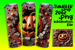 VIVID 20oz Sublimation Tumbler Template , 3D Pumpkin Product Image 1