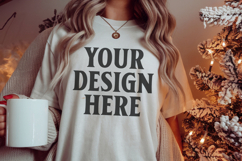 White Comfort Colors 1717 Christmas Shirt Mockup, Cozy Product Image 1