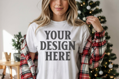Christmas Comfort Colors 1717 White T-Shirt Mockup Real Product Image 1