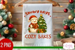 Christmas kitchen towel PNG, Cute winter snowman design Product Image 3