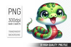 Cute Snake Clipart PNG, Printable Animals, Wildlife Design Product Image 1