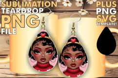 Luminous Teardrop Earrings PNG, Afro Girl Product Image 1