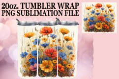 Colorful Spring Flower Pattern Tumbler Sublimation Product Image 1