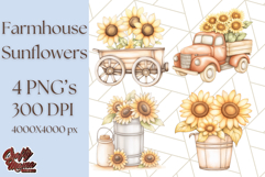 Rustic Sunflower Clipart, Soft Country Farmhouse Florals Png Product Image 1