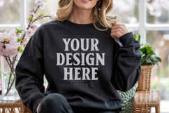 Black Gildan 18000 Crewnwck Sweatshirt Mockup, gildan 18000 Product Image 1
