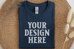 Gildan 64000 Navy Folded Tshirt Mockup Product Image 1