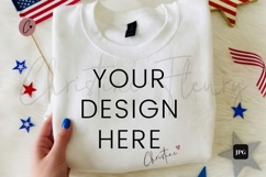 4th Of July White Sweatshirt Mockup Flatlay Product Image 1