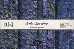 Embroidered Denim Digital Paper| Floral Denim Pattern Product Image 1