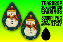Trendy Teardrop Earrings Sublimation Art , Snowman Product Image 1