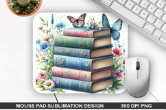 Book Flower Mouse Pad Sublimation, Animals Mouse Pad PNG Product Image 1