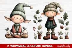 Whimsical Elf Clipart | Cute Christmas Elf PNG Illustration Product Image 1