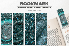 Teal Chunky Glitter Bookmark PNG, Bookmark Sublimation Product Image 1