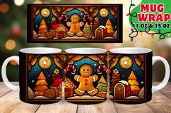 Gingerbread Man Stained Glass Charm 11oz 15oz Mug Wrap Product Image 1