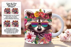 Whimsical Raccoon &amp; Flower Mug Wrap 11oz/15oz Product Image 1