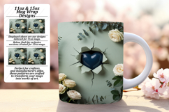 Stunning 11oz Mug Wrap Png Template , 3D Heart Product Image 1