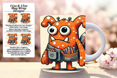Elegant 15oz Mug Wrap Png Artwork , Monster Product Image 1