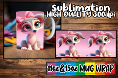 Colorful dreams 11oz 15oz sublimation wrap, 3D Dog Product Image 1
