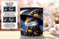 Elegant 15oz Mug Wrap Png Artwork , Halloween Dino Product Image 1
